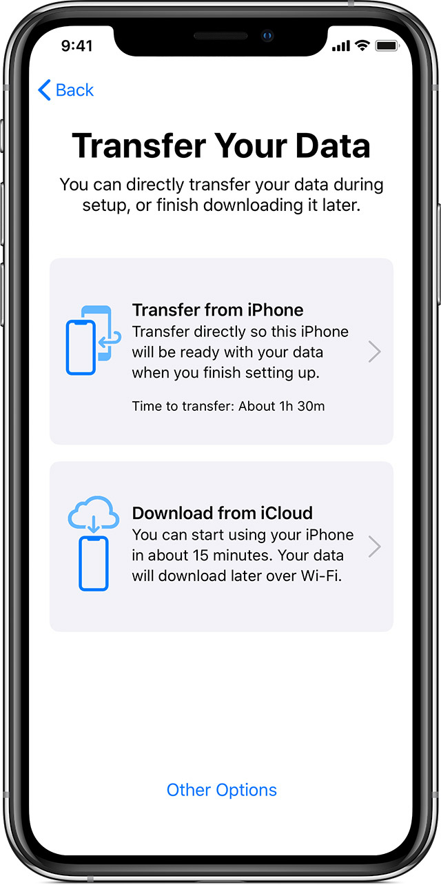 transfer data from iphone to new iphone