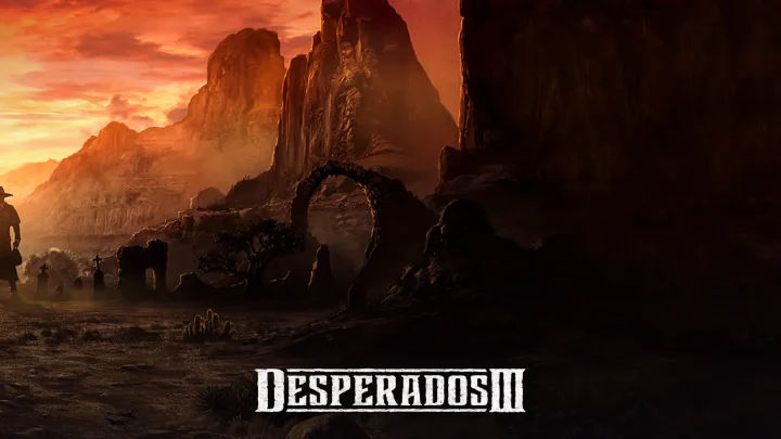 بازی Desperados III برای کامپیوتر؛ تصویر شاخص با لوگوی رسمی بازی