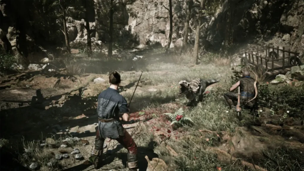 قهرمان بینام در حال نبرد با هیولاهای جنگل در Gothic ۱ Remake