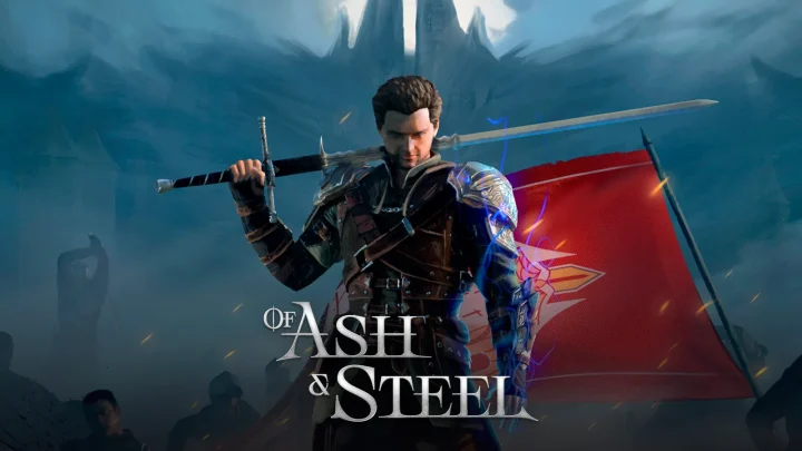 بازی Of Ash and Steel برای کامپیوتر؛ تصویر شاخص با لوگوی رسمی بازی