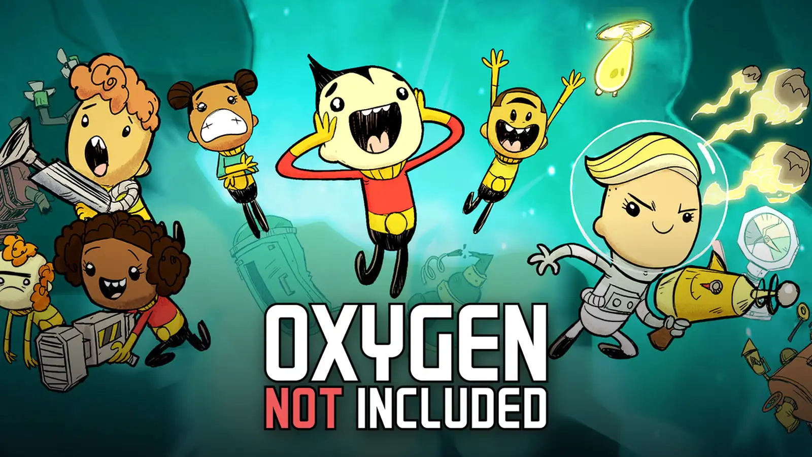 بازی Oxygen Not Included؛ تصویر شاخص با لوگوی رسمی بازی
