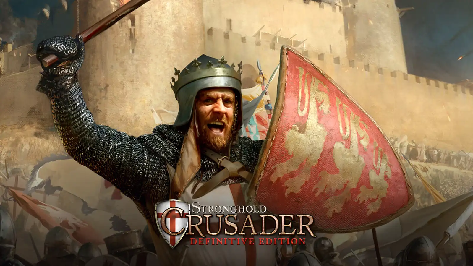 بازی Stronghold Crusader: Definitive Edition برای کامپیوتر؛ تصویر شاخص با لوگوی رسمی بازی