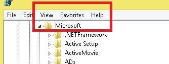 پوشه Microsoft در ویرایشگر رجیستری