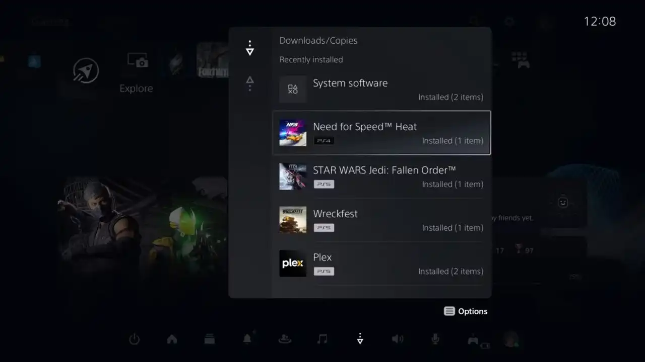فهرست دانلودها و آپدیتها در PS5