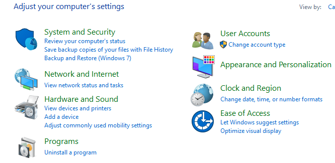 کنترل پنل و بخش Programs