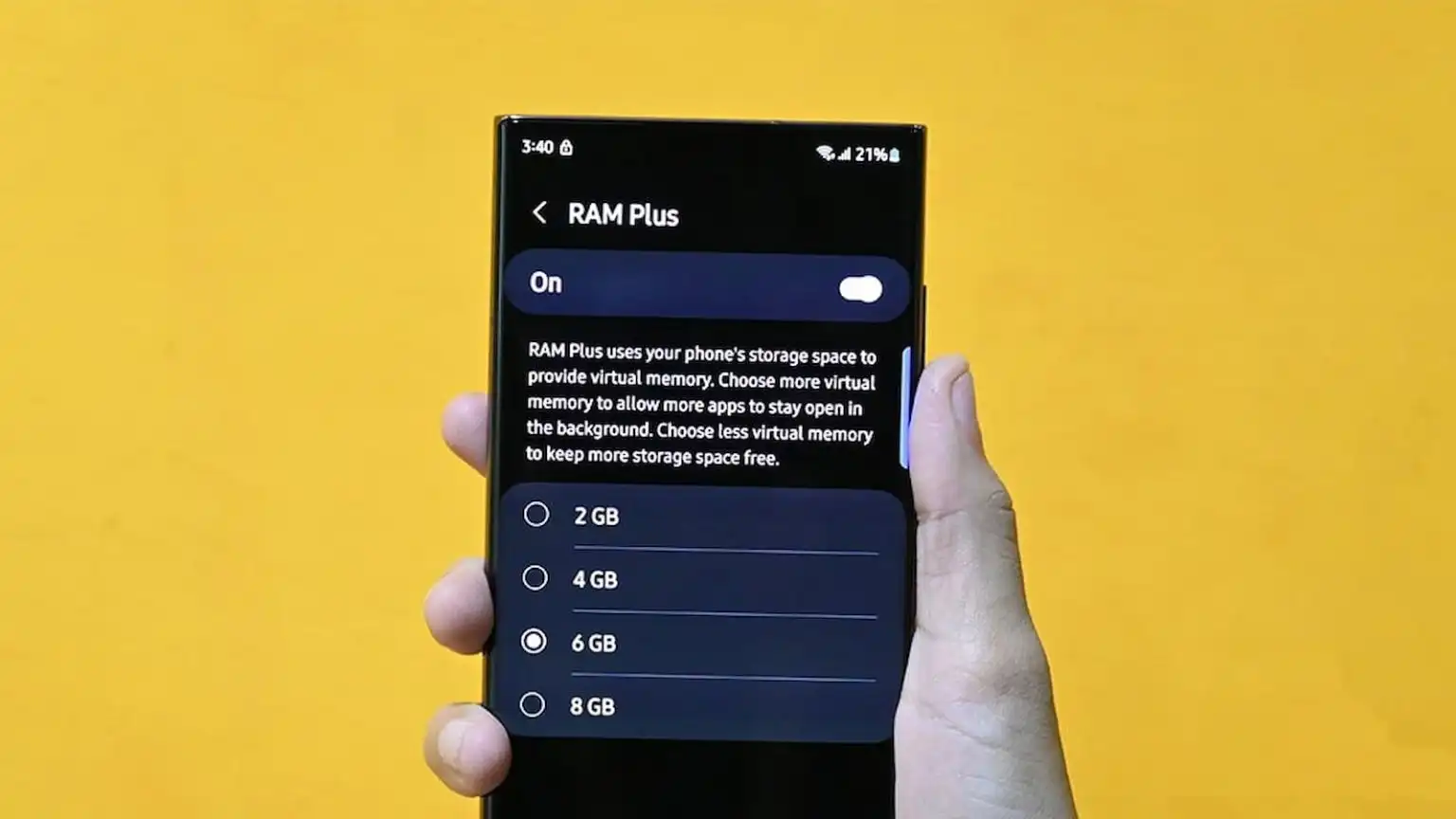 تنظیم RAM Plus در گوشی سامسونگ