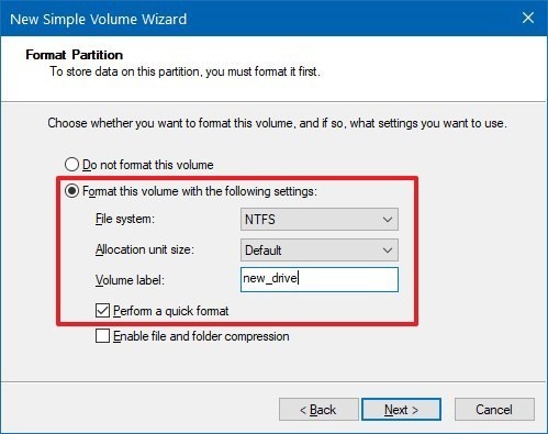 فرمت درایو با برچسب new_drive