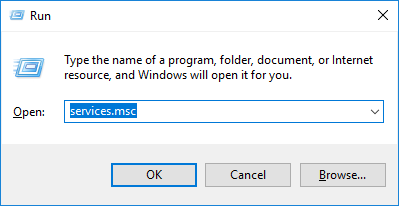 اجرای services.msc از پنجره Run
