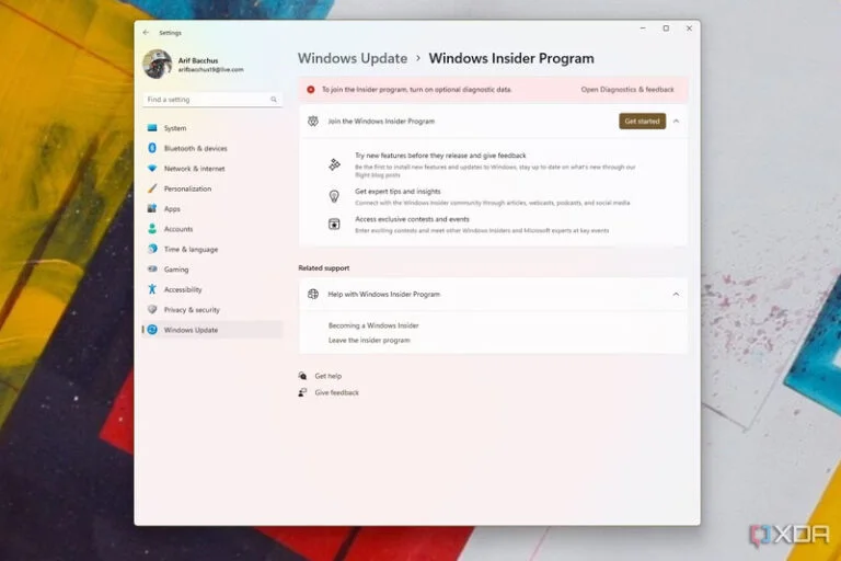 تنظیمات Windows Insider Program