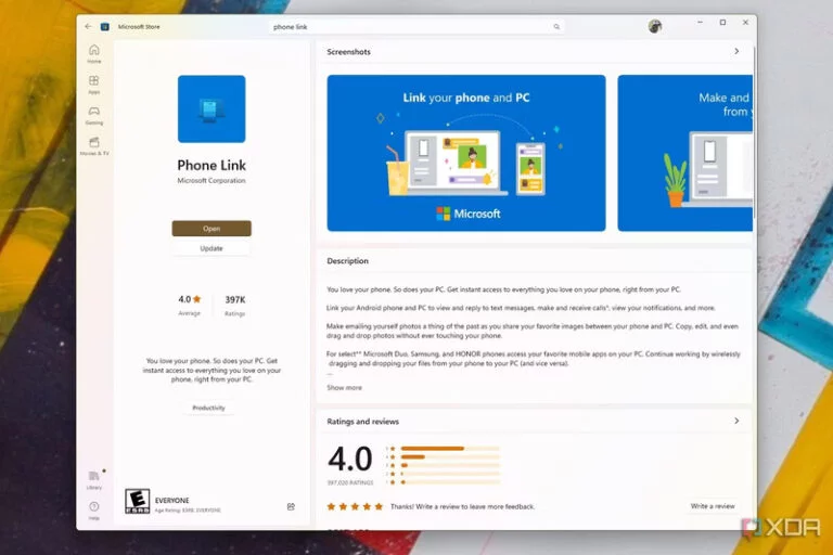 برنامه Phone Link در Microsoft Store