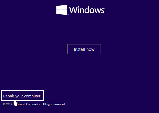 گزینه Repair your computer برای ورود به بازیابی
