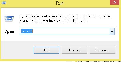 اجرای regedit در پنجره Run