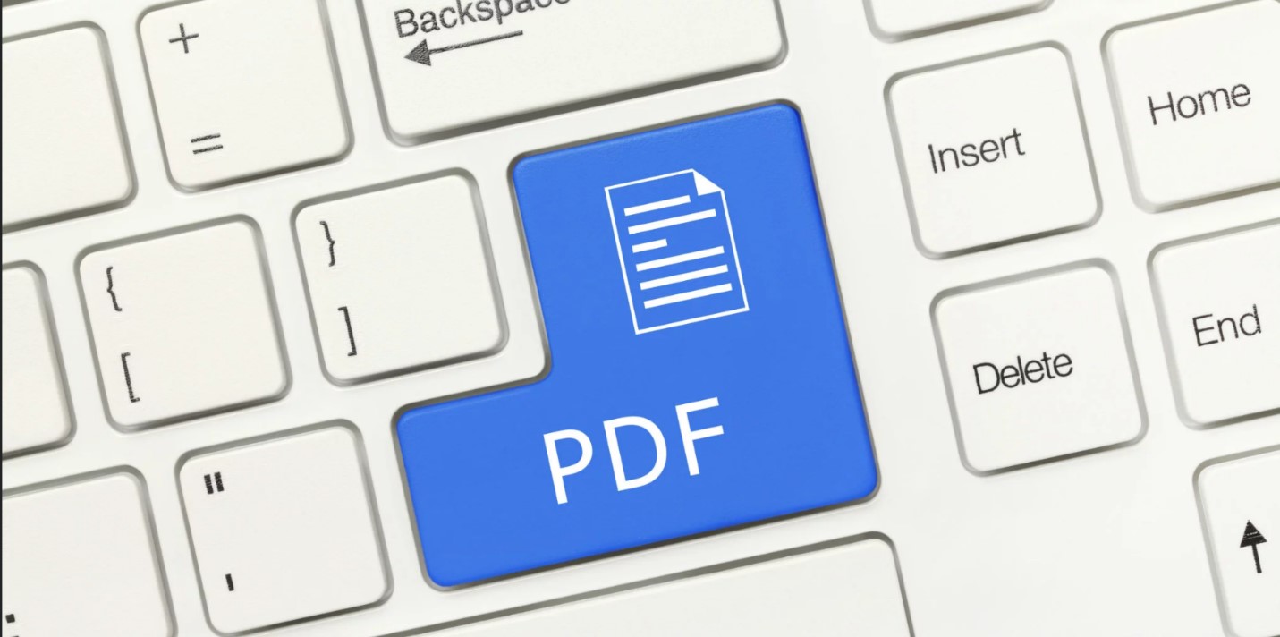 کلید آبی PDF روی کیبورد