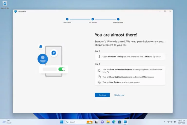 مراحل مجوز آیفون در Phone Link